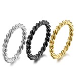 3MM Stainless Steel Twisted Wire Rope Braided Ring Band Jewelry Size 5-12 Fashion for Women Men