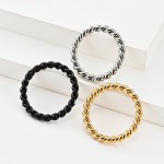 3MM Stainless Steel Twisted Wire Rope Braided Ring Band Jewelry Size 5-12 Fashion for Women Men