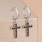 Fashion French Design Cross Zircon Pendant Earrings For Woman 14K Gold Plated Jewelry