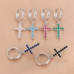 Fashion French Design Cross Zircon Pendant Earrings For Woman 14K Gold Plated Jewelry