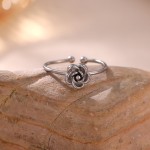 Stainless Steel Rose Flower Open Adjustable Rings for Women Gold Silvery Fashion Charm Jewelry