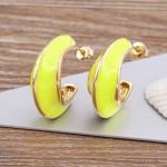 New Luxury Enamel Oil Dripping Moon Shaped Gold Plated Earrings Simple Design Women Jewelry
