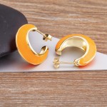 New Luxury Enamel Oil Dripping Moon Shaped Gold Plated Earrings Simple Design Women Jewelry