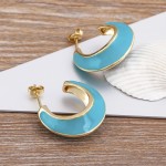 New Luxury Enamel Oil Dripping Moon Shaped Gold Plated Earrings Simple Design Women Jewelry