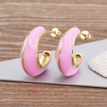 New Luxury Enamel Oil Dripping Moon Shaped Gold Plated Earrings Simple Design Women Jewelry