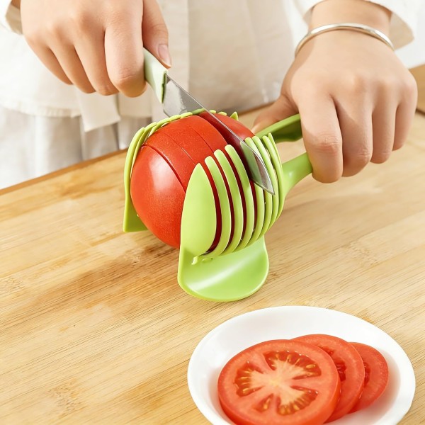 Premium Quality Multifunctional Cutting Holder Tomato Lemon Food Tongs Manual Fruit Tool Round Vegetable Handy Kitchen Gadget