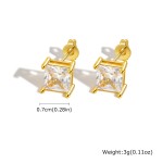 Vnox Square Crystal Stud Earrings for Women, Silver or Gold