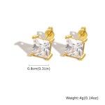 Vnox Square Crystal Stud Earrings for Women, Silver or Gold