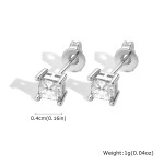 Vnox Square Crystal Stud Earrings for Women, Silver or Gold