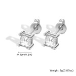 Vnox Square Crystal Stud Earrings for Women, Silver or Gold