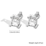 Vnox Square Crystal Stud Earrings for Women, Silver or Gold