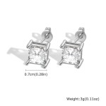 Vnox Square Crystal Stud Earrings for Women, Silver or Gold
