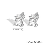 Vnox Square Crystal Stud Earrings for Women, Silver or Gold
