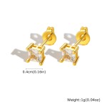 Vnox Square Crystal Stud Earrings for Women, Silver or Gold