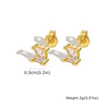 Vnox Square Crystal Stud Earrings for Women, Silver or Gold