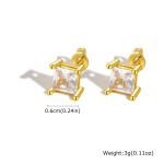 Vnox Square Crystal Stud Earrings for Women, Silver or Gold