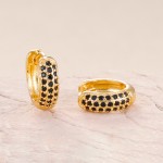 Gold Plated Stainless Steel Small Hoop Earrings with Multicolor Zircon