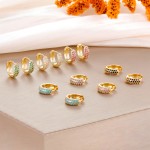Gold Plated Stainless Steel Small Hoop Earrings with Multicolor Zircon