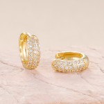 Gold Plated Stainless Steel Small Hoop Earrings with Multicolor Zircon