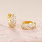 Gold Plated Stainless Steel Small Hoop Earrings with Multicolor Zircon