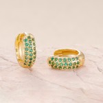 Gold Plated Stainless Steel Small Hoop Earrings with Multicolor Zircon