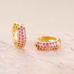 Gold Plated Stainless Steel Small Hoop Earrings with Multicolor Zircon