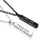 I Love You Lettering Stainless Steel Pillar Pendant Necklace