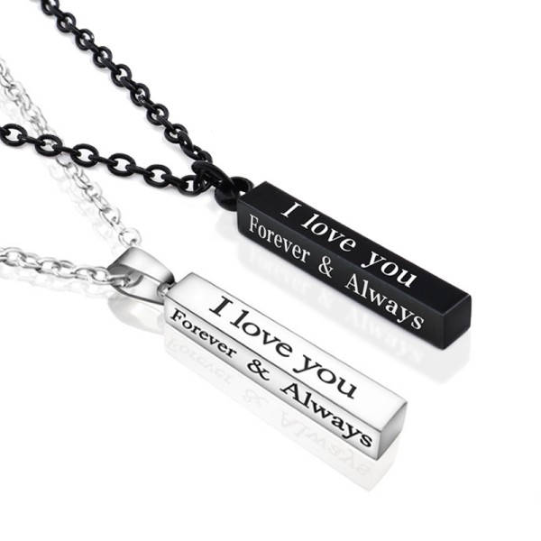 I Love You Lettering Stainless Steel Pillar Pendant Necklace