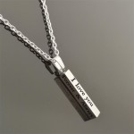 I Love You Lettering Stainless Steel Pillar Pendant Necklace
