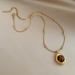 Layered Tiger Eye Stone Pendant Necklace for Women