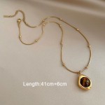 Layered Tiger Eye Stone Pendant Necklace for Women