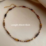 Layered Tiger Eye Stone Pendant Necklace for Women