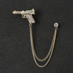 Rhinestone Eagle Brooch with Tassel Chain for Men and Women