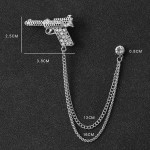 Rhinestone Eagle Brooch with Tassel Chain for Men and Women