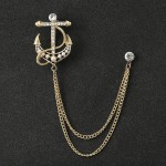 Rhinestone Eagle Brooch with Tassel Chain for Men and Women