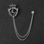 Rhinestone Eagle Brooch with Tassel Chain for Men and Women