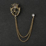 Rhinestone Eagle Brooch with Tassel Chain for Men and Women