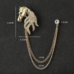 Rhinestone Eagle Brooch with Tassel Chain for Men and Women