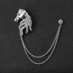 Rhinestone Eagle Brooch with Tassel Chain for Men and Women