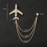 Rhinestone Eagle Brooch with Tassel Chain for Men and Women