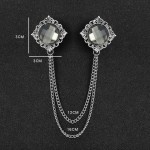 Rhinestone Eagle Brooch with Tassel Chain for Men and Women