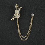 Rhinestone Eagle Brooch with Tassel Chain for Men and Women