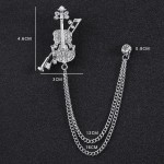 Rhinestone Eagle Brooch with Tassel Chain for Men and Women