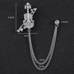 Rhinestone Eagle Brooch with Tassel Chain for Men and Women