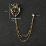Rhinestone Eagle Brooch with Tassel Chain for Men and Women