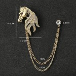 Rhinestone Eagle Brooch with Tassel Chain for Men and Women