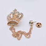 Rhinestone Eagle Brooch with Tassel Chain for Men and Women