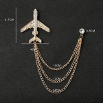Rhinestone Eagle Brooch with Tassel Chain for Men and Women