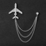 Rhinestone Eagle Brooch with Tassel Chain for Men and Women
