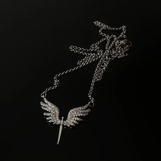 Rhinestone Angel Wing Necklace for Women